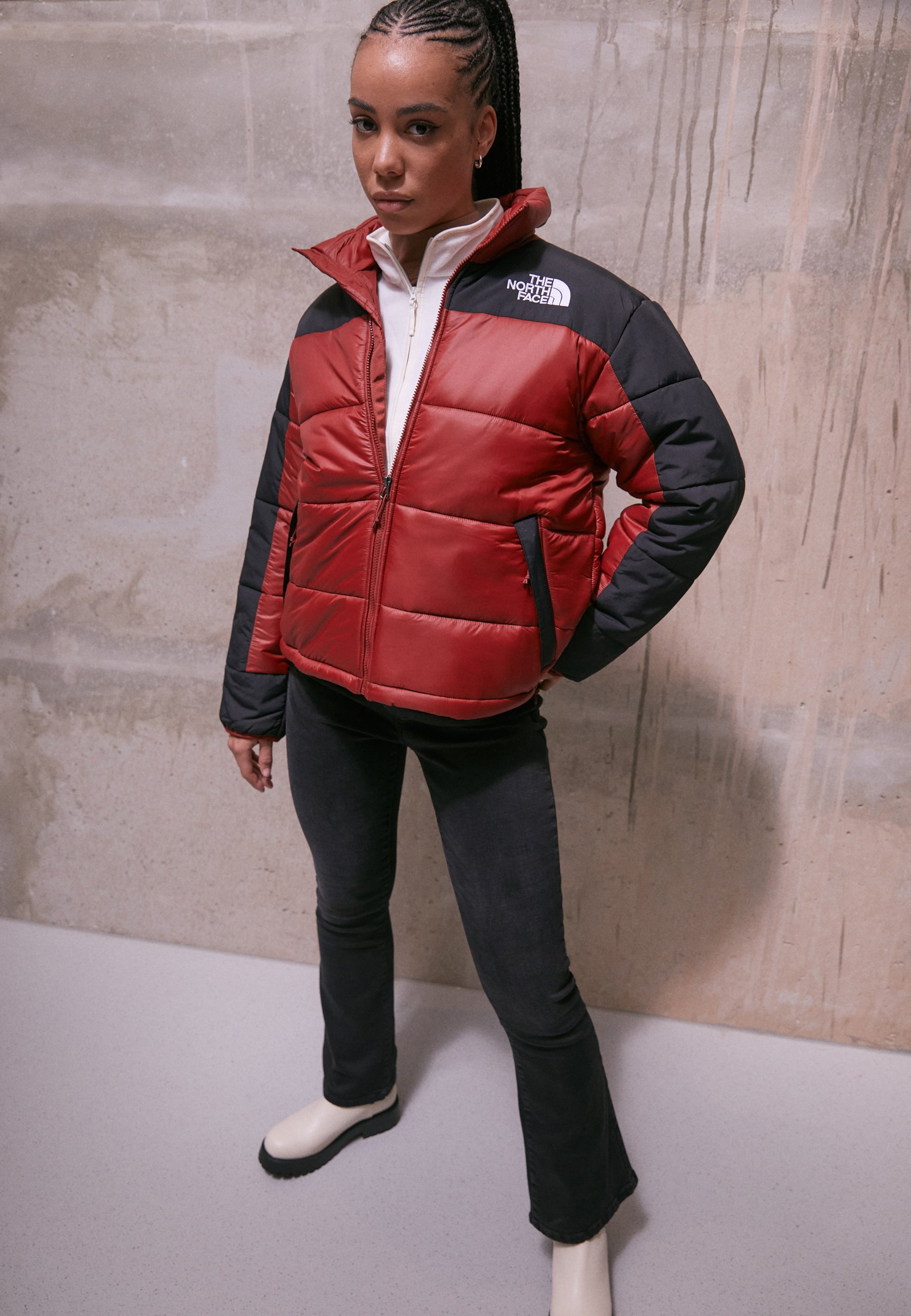 north face coat red