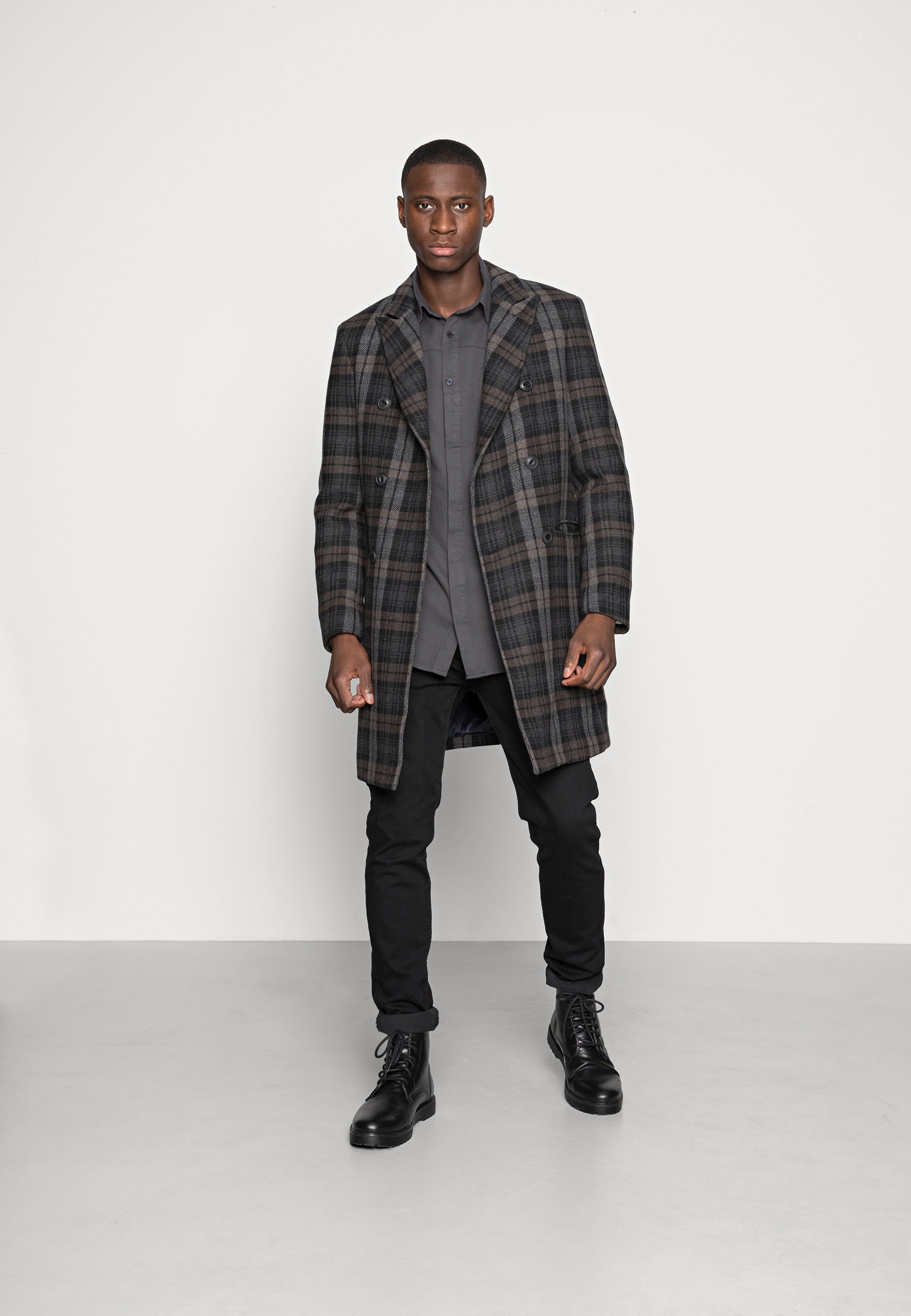 check overcoat mens