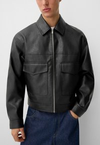 Bershka Faux leather jacket - black