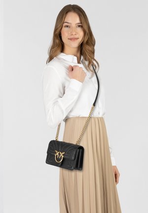 LOVE ONE MINI MORBIDO RICAMO  - Cross body bag - nero/antique gold