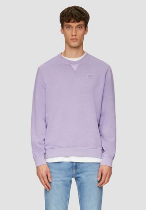 Lavender sweatshirt van een katoenmix, met een ronde hals, ribgebreide manchetten, een gestructureerd oppervlak en een klein logo op de borst.