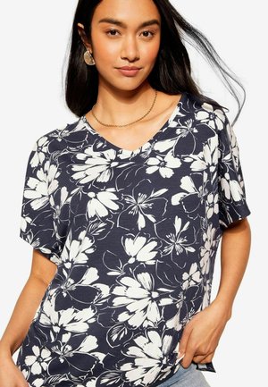 Tricou basic - navy floral