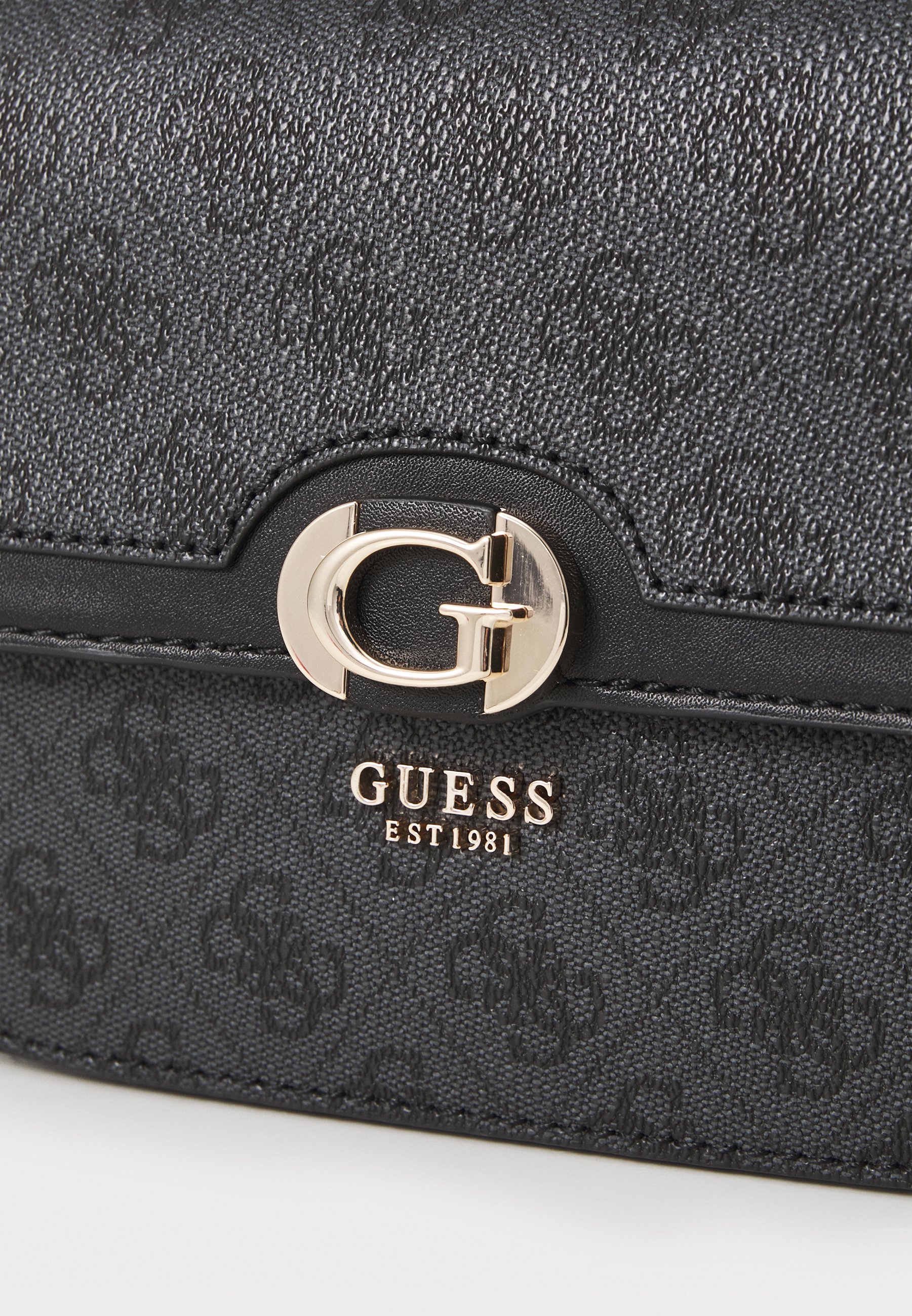 Guess ORLINA LOGO TOP HANDLE FLAP - Handbag - coal logo/dark