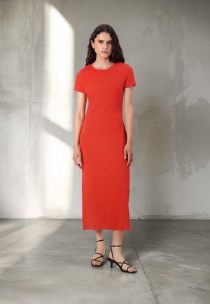 BACK CUTOUT MIDI DRESS - Džersio suknelė - poster red