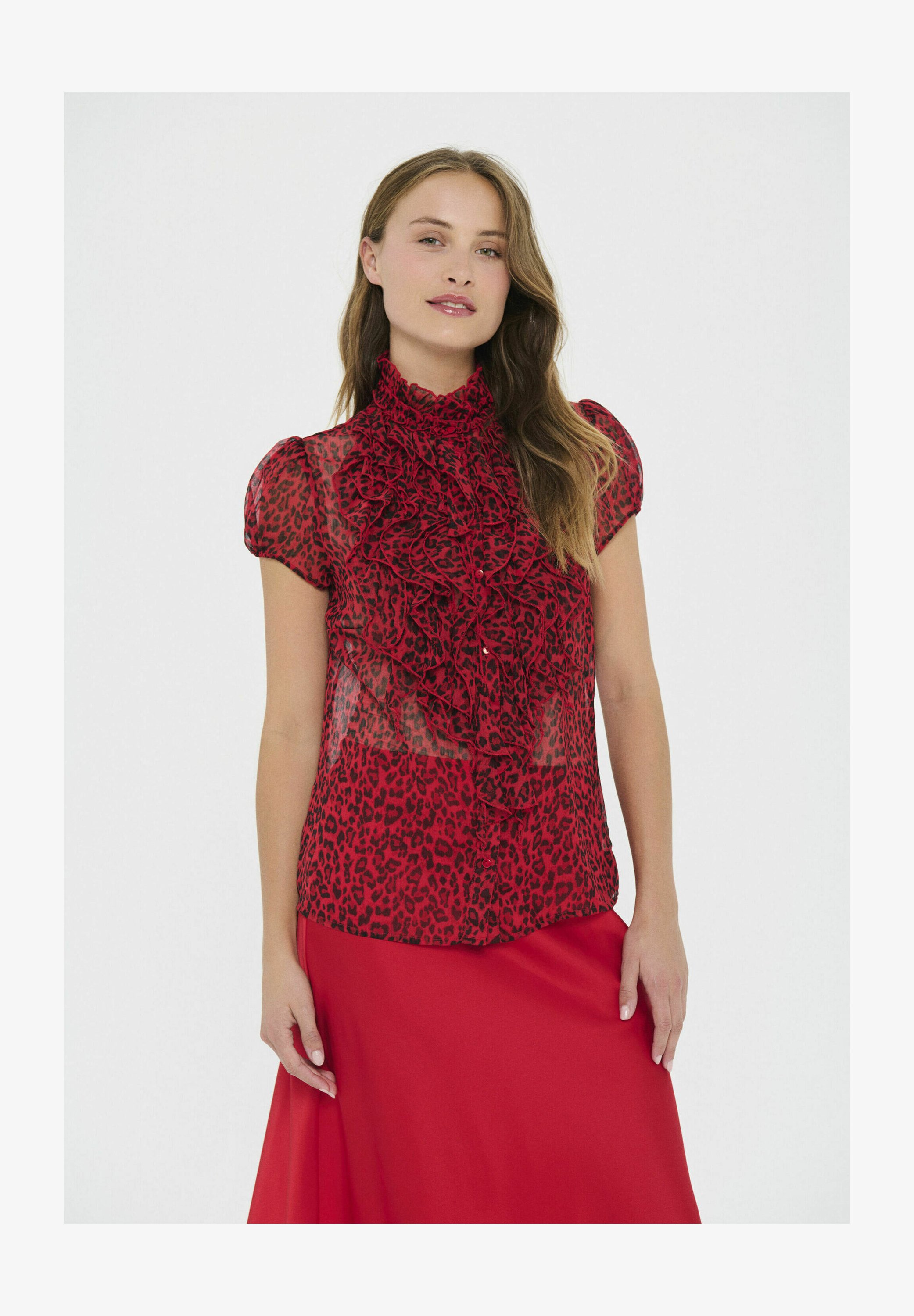 BebreezChic Camicetta Donna Elegante Con Scollo Rotondo E Maniche Corte - Tessuto Swiss Dot - Linea A Casual