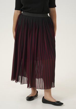 KCLAERKE - A-line skirt - wine tasting black deep stripe