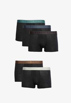 Cinque boxer da uomo neri con cintura elastica in verde petrolio, blu navy, nero, marrone e grigio chiaro, ciascuno con il marchio "AUTOGRAPH".