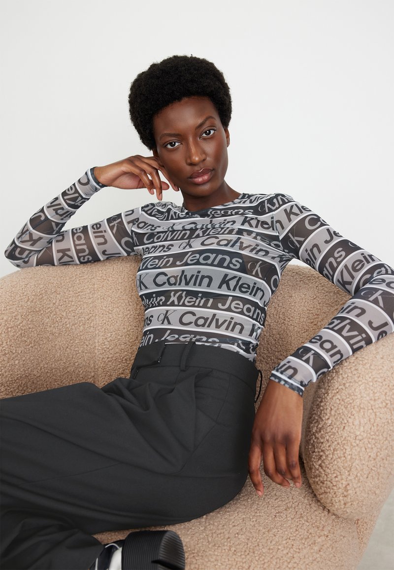 Next BEADED MESH LONG SLEEVE - Maglietta a manica lunga - black/nero