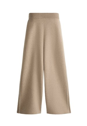 OYSHO, STRAIGHT-LEG KNIT TROUSERS WITH RIB PIPING - Pantalon de survêtement - light mink