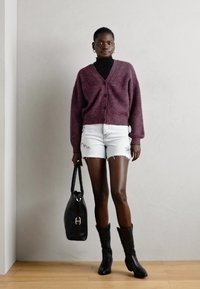 Scotch & Soda FUZZY RELAXED CARDIGAN - Ζακέτα - berry melange