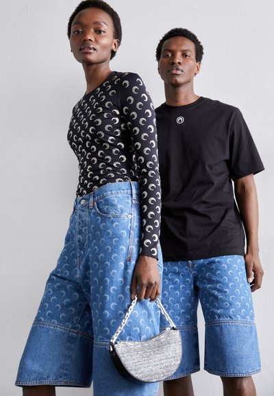 MARINE SERRE MOON BERMUDAS UNISEX - Shorts di jeans - light blue