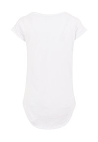 Weißes kurzärmeliges T-Shirt mit abgerundetem Saum und weicher, glatter Textur. Einfaches Design ohne Grafiken oder zusätzliche Details.