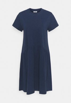 DRESS HEAVY RAW RUFFLES - Jersey dress - blue