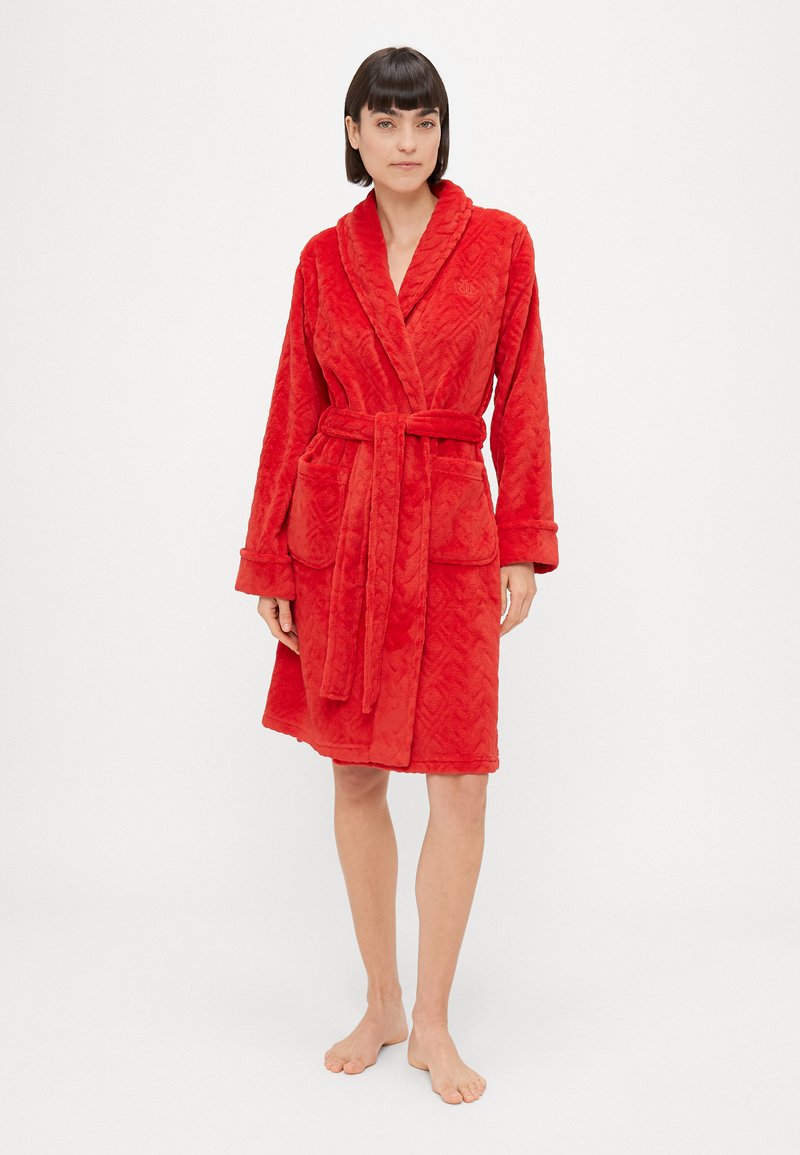 Lauren Ralph Lauren SO SOFT SHAWL COLLAR SHORT ROBE - Dressing gown - red -  Zalando