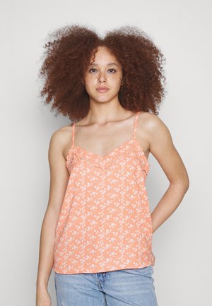 JDY JDYSERENA EMBROIDERY SINGLET - Μπλούζα - living coral/cloud dancer