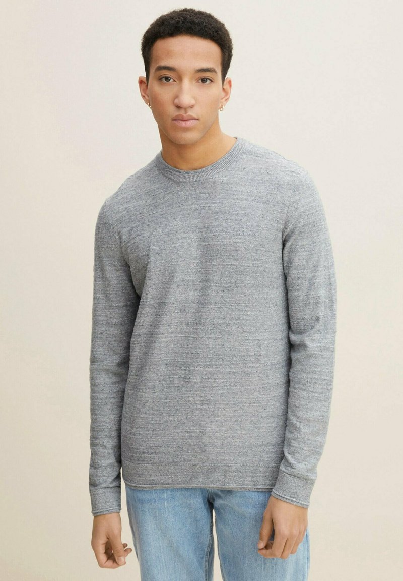 Herren Strickjacken | TOM TAILOR DENIM Strickpullover white navy slub heather yarn/grau - NX73657 Herren Strickjacken | TOM TAILOR DENIM Strickpullover white navy slub heather yarn/grau - NX73657