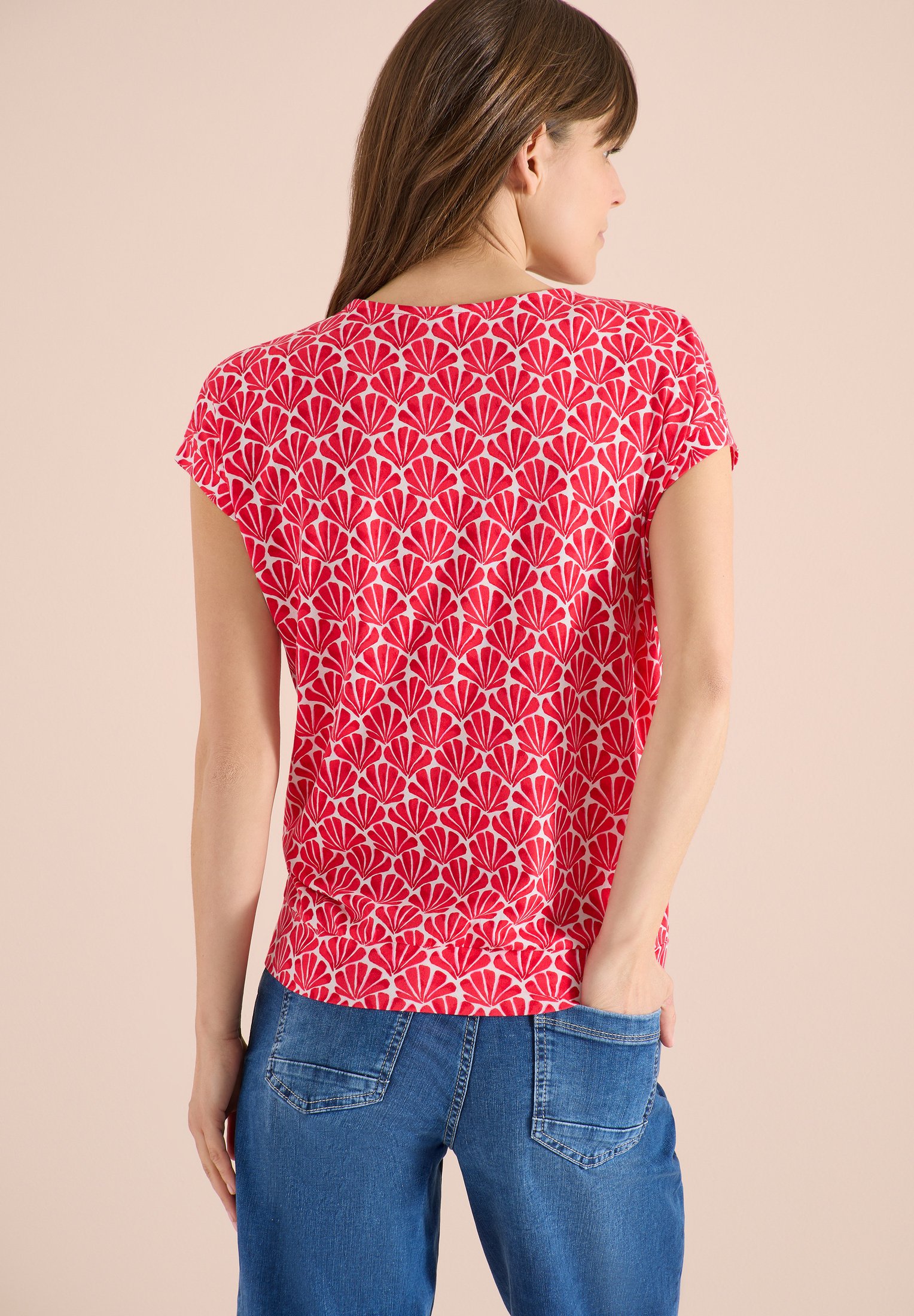 T-shirt Femme Cecil B322353 - Paillettes Et Imprimé Feuille - Coupe Tendance
