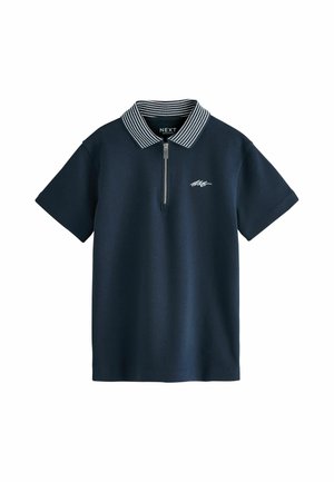 Next, REGULAR FIT - ZIP NECK SHORT SLEEVE JERSEY POLO SHIRT - Poloshirt - navy