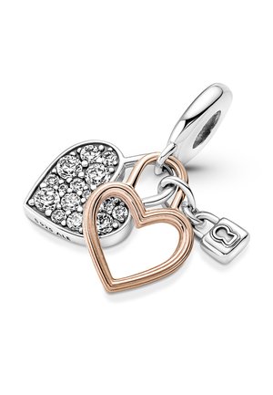 HEART PADLOCK DOUBLE DANGLE  - Talizman - sterling silver and rose gold plated