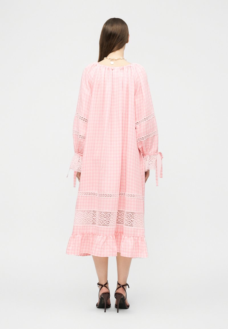 strapless open back dress Pink Gingham Maxi Dress – AnyaParkerJames main image 1