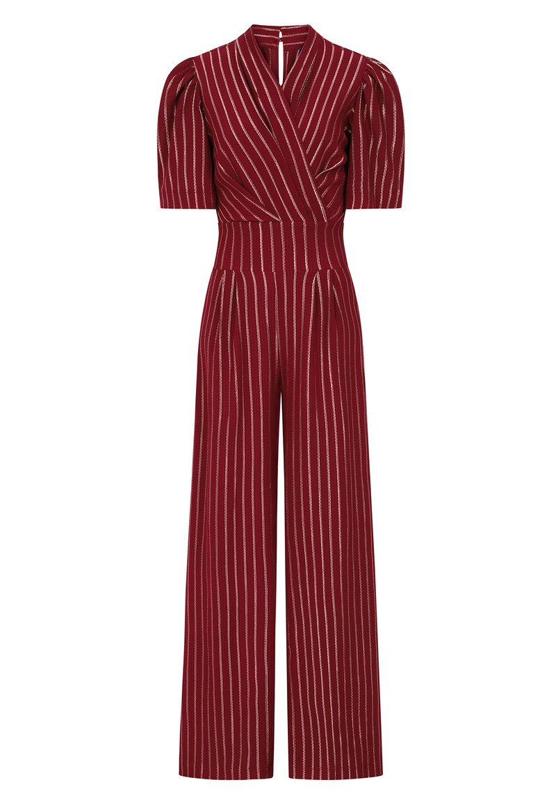 HotSquash STRIPE WIDE LEG Jumpsuit wine/dark red