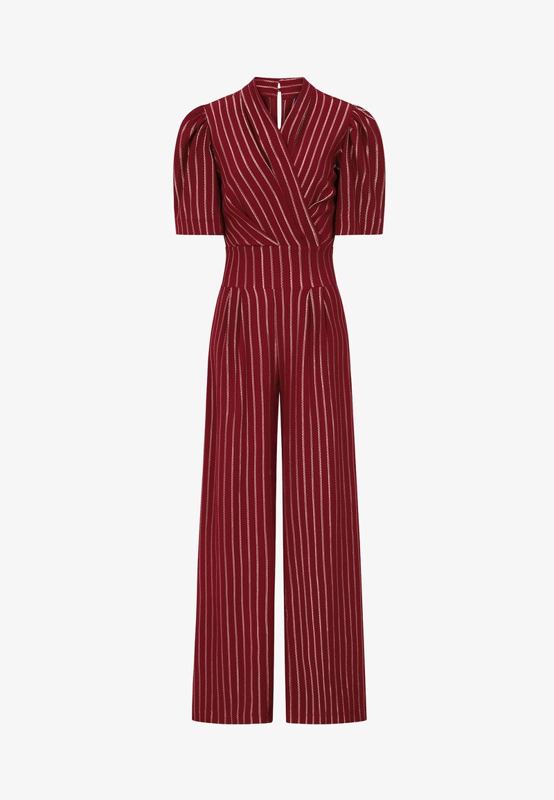 HotSquash STRIPE WIDE LEG Jumpsuit wine/dark red - Main Image