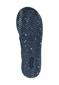 Schwarze Gummisohle mit Fischgrätmuster und weißen Sprenkeln. Verfügt über abgerundete Kanten und ein geprägtes Logo "remonte" an der Seite.