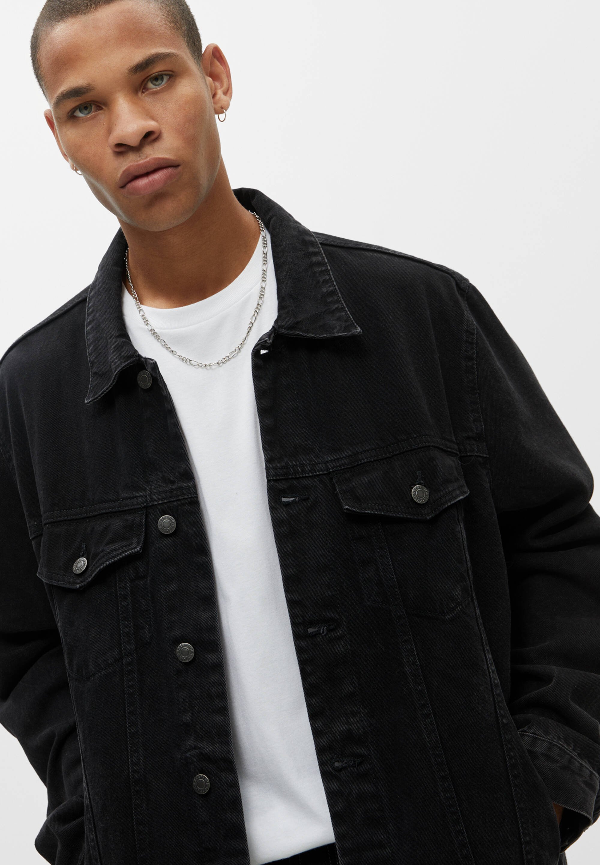 PULL\u0026BEAR Denim jacket - black/black 