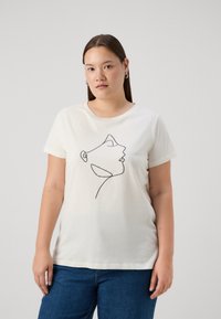 ONLY Carmakoma CARCILLE LADY - Apdrukāts T-krekls - cloud dancer