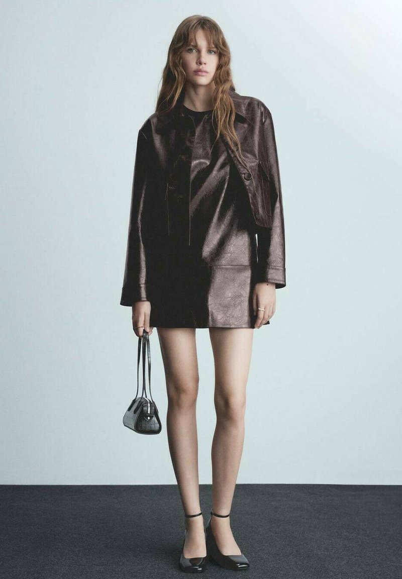 Mango SABINA - Faux leather jacket - bordeaux - Zalando