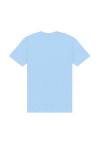 Světle modré bavlněné tričko, krátké rukávy, crew neck, jednobarevné, hladký zadní díl, bez vzorů nebo grafik, standardní střih.