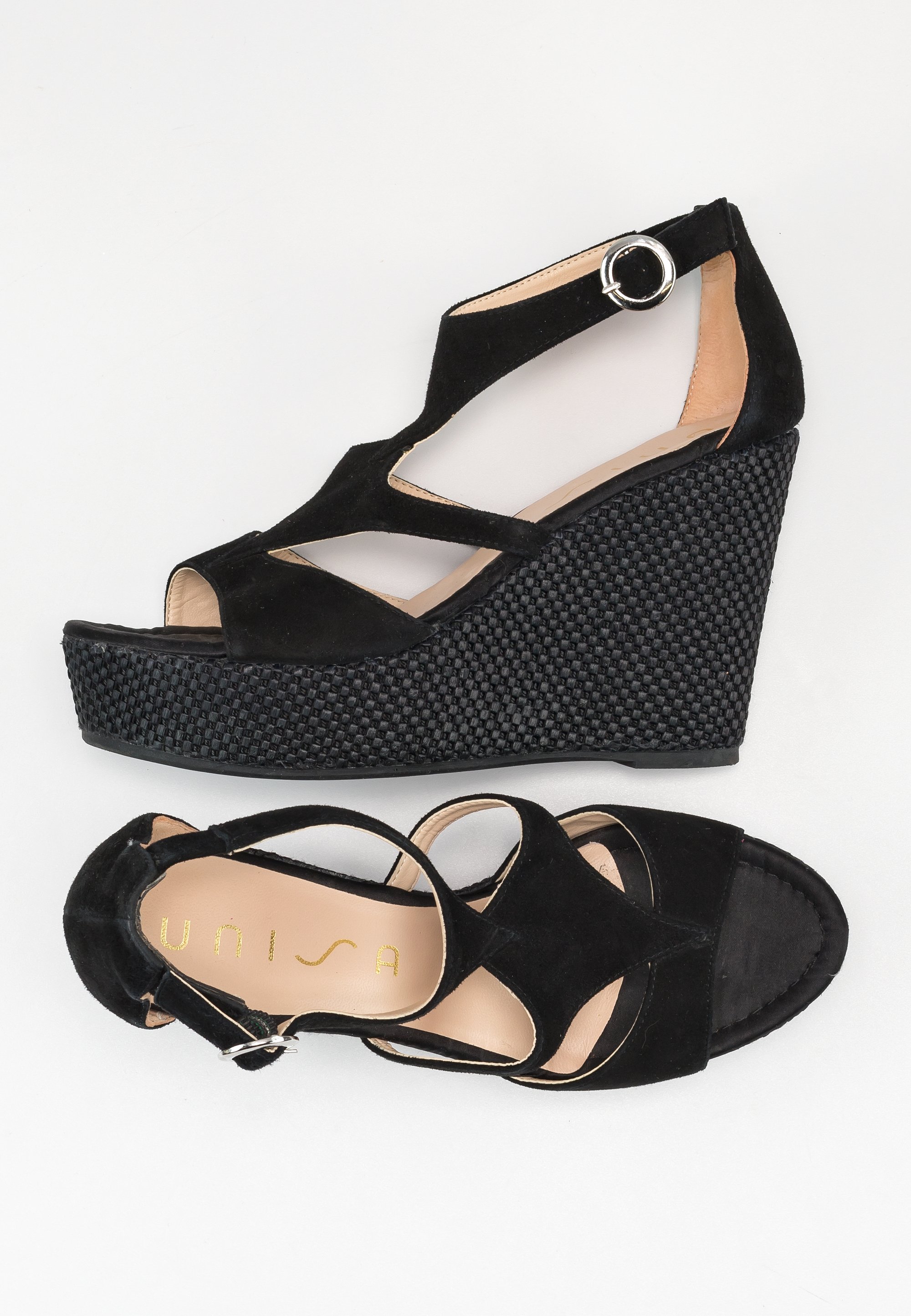 Unisa Sleehak Enkellaarsjes Unisa Sandalen Met Sleehak Black