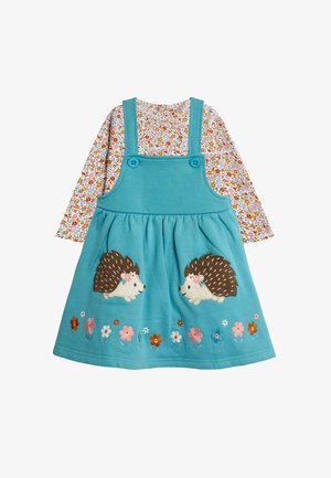 JoJo Maman Bébé HEDGEHOG APPLIQUÉ PINAFORE SET REGULAR FIT - Freizeitkleid - duck egg