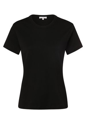 T-shirt nero a maniche corte in cotone con scollatura tonda. Texture liscia, vestibilità standard e senza motivi o dettagli visibili.