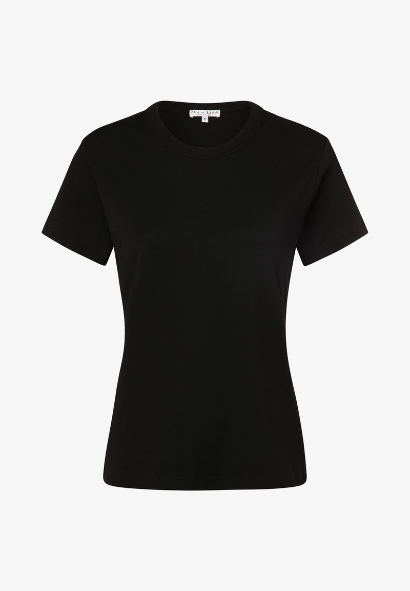 Black short-sleeve t-shirt made of cotton with a round neckline. Smooth texture, standard fit, and no visible patterns or accents.