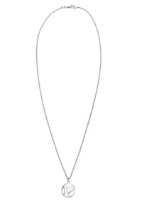 Sølv halskæde med en tynd kæde og en rund vedhæng, der viser Virgo stjernetegnet, detaljeret i et minimalistisk design.