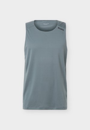 Hihaton urheilutoppi hillityssä siniharmaassa, pyöreällä kaula-aukolla ja pienellä mustalla "BORG"-logolla vasemmassa olkapäässä.