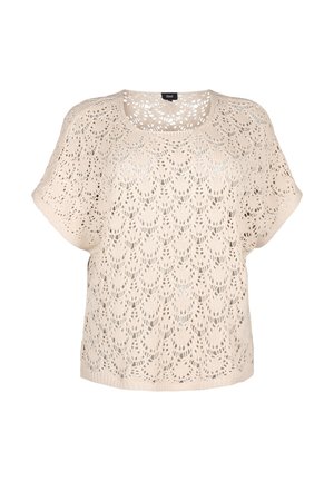 Zizzi MIT KURZEN FLEDERMAUSÄRMELN - Marškinėliai su spaudiniu - sandshell