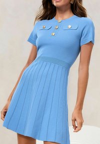 Lipsy MINI SKATER BUTTON SHORT SLEEVE - Neulemekko - blue