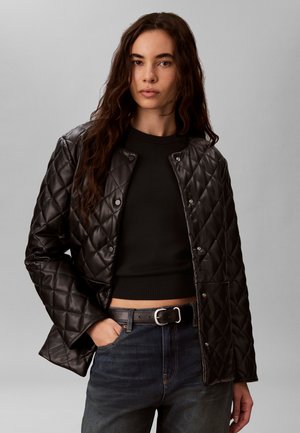 Calvin Klein, QUILTED FAUX LEATHER LINER JACKET - Яке от изкуствена кожа - black