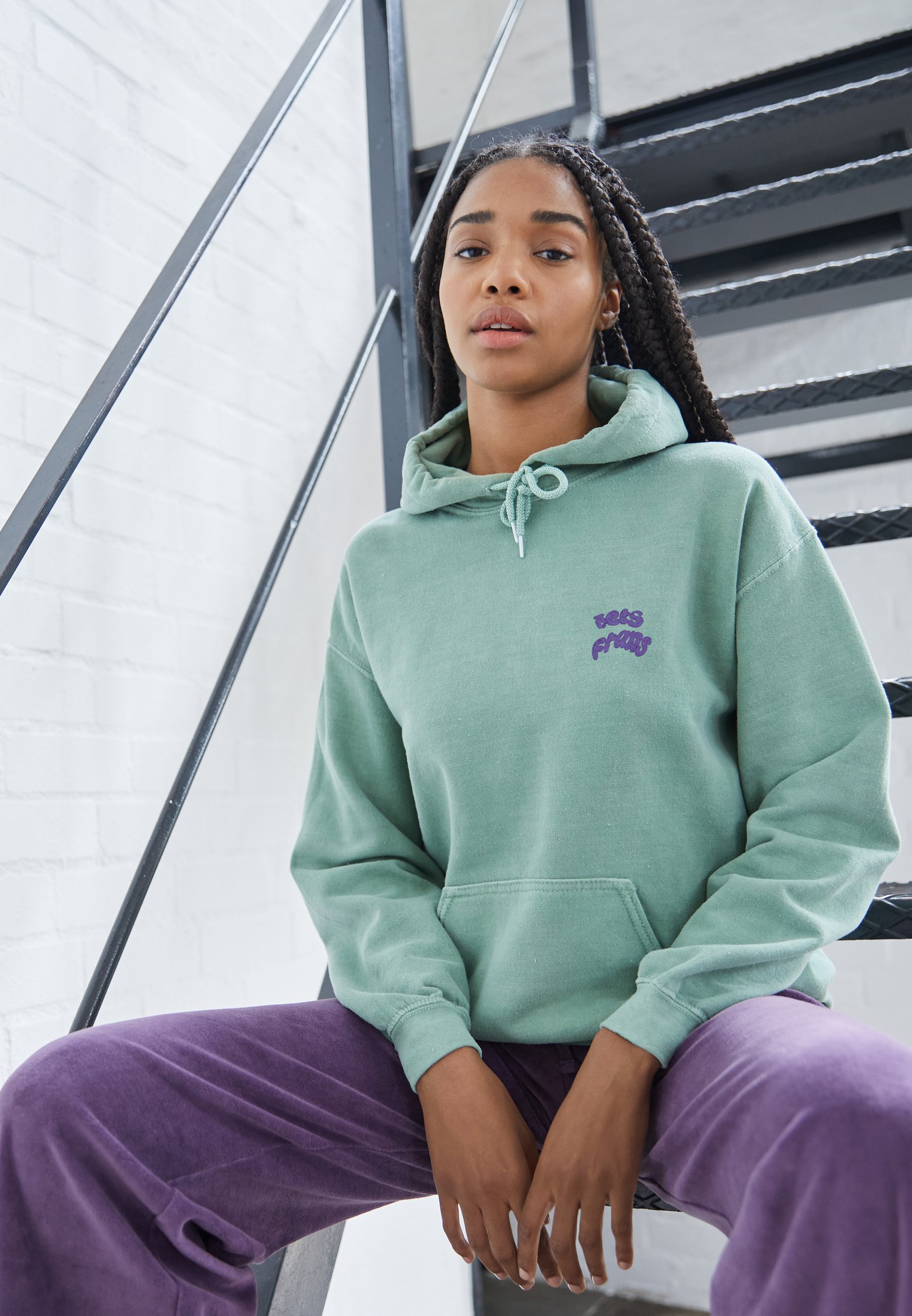 iets frans... FLORAL PUFF HOODIE - Sweatshirt - fair green/vert - ZALANDO.FR