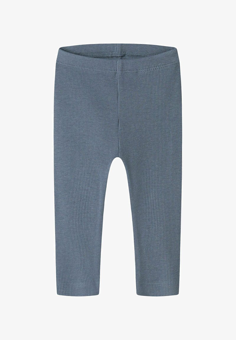 Μπλε ριμπ πλεκτό κολάν για βρέφη με ελαστική μέση και ίσια στενά πόδια.