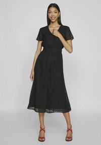 VILA MIT KURZEN ÄRMELN V-AUSSCHNITT - Blousejurk - black