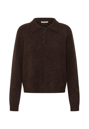Love Copenhagen, LCMISSA LONG SLEEVE KNIT POLO - Πόλο - black coffee melange