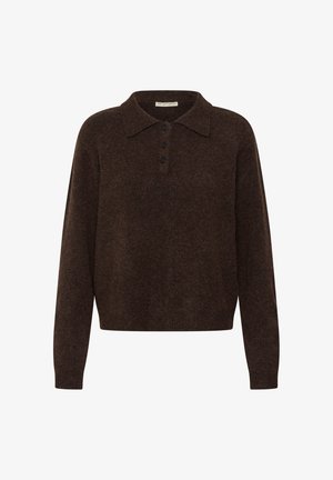 Love Copenhagen, LCMISSA LONG SLEEVE KNIT POLO - Polo - black coffee melange