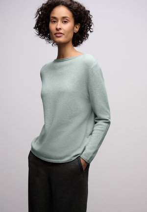 MIT GEROLLTEM SAUM - Pullover - blau
