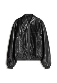 Bershka Imitatieleren jas - black