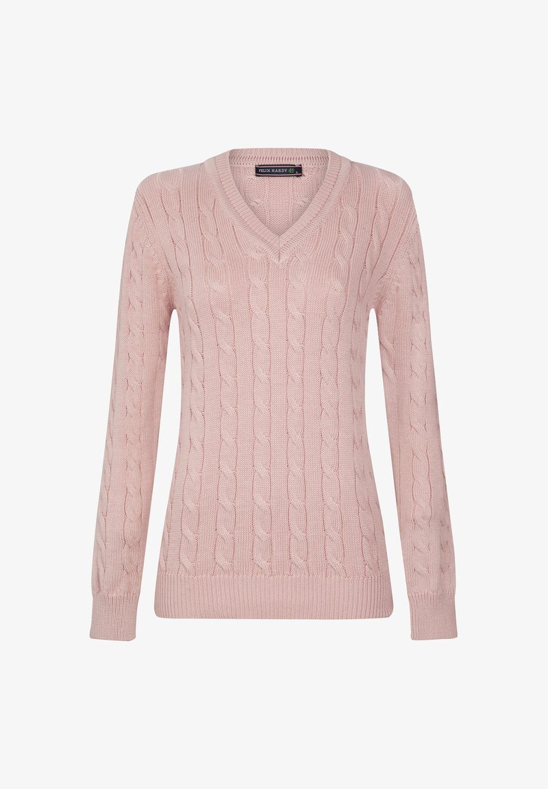 Felix Hardy CABLE V-NECK - Svetr - light pink