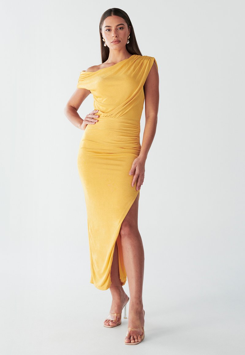 v neck knee length dress Yellow Deep V-neck Tea Length Homecoming Dress, Lace Short Prom Dresse –  Musebridals