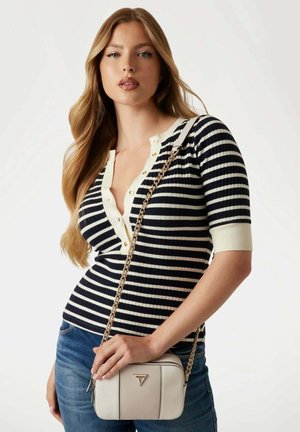 Guess, GUESS SAC BANDOULIÈRE BRAMINA SMALL SATCHE OFF WHITE/TAUPE - Sac bandoulière - off white taupe owt
